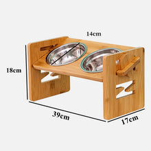 Load image into Gallery viewer, Bamboo Elevated Dog Bowls with Adjustable Stand
