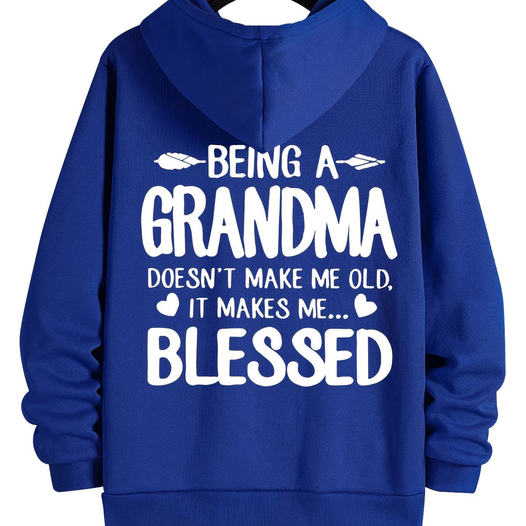 Grandma Drawstring Loose Hoodie