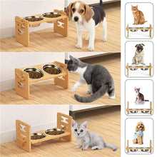 Load image into Gallery viewer, Bamboo Elevated Dog Bowls with Adjustable Stand
