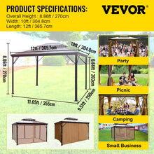 Load image into Gallery viewer, Outdoor Gazebo Hardtop Canopy 10x10/10x12Ft with Net/Shade Awning
