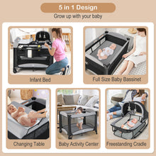 Load image into Gallery viewer, 5 in 1 Portable Baby Nursery Center w/Cradle &amp; Storage Basket
