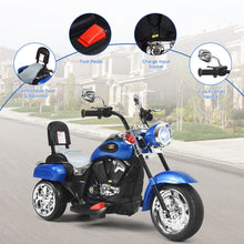 Load image into Gallery viewer, 6V Kids Ride On Chopper Motorcycle 3 Wheel Trike with Headlight and Horn, Blue
