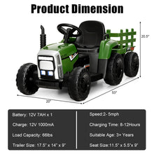 Load image into Gallery viewer, Babyjoy 12V Ride On Tractor with Trailer Ground Loader w/ RC &amp; Lights
