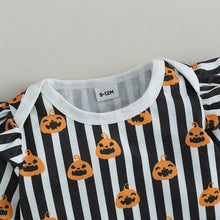 Load image into Gallery viewer, Pumpkin Print Long Sleeves Romper and Suspender Skirt+ Headband
