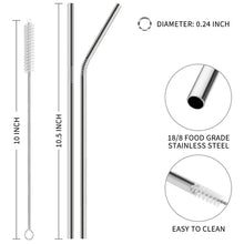 Load image into Gallery viewer, Stainless Steel Straws, 20 Pcs/10.5 Inches
