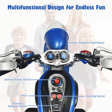 Load image into Gallery viewer, 6V Kids Ride On Chopper Motorcycle 3 Wheel Trike with Headlight and Horn, Blue
