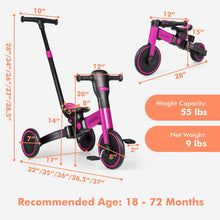 Load image into Gallery viewer, Babyjoy 4-in-1 Foldable Tricycle/Balance Bike with Parent Push Handle
