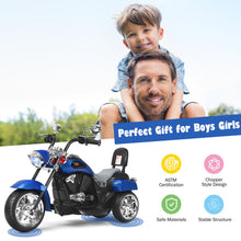 Load image into Gallery viewer, 6V Kids Ride On Chopper Motorcycle 3 Wheel Trike with Headlight and Horn, Blue
