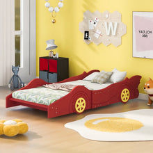 Load image into Gallery viewer, Full/Twin Size Race Car-Shaped Platform Bed with Wheels (Red/Blue/Black)
