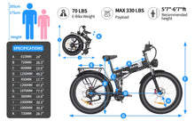 Load image into Gallery viewer, Foldable E-bike 26 inch 1500W/48V/20mAh
