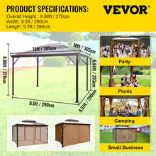 Load image into Gallery viewer, Outdoor Gazebo Hardtop Canopy 10x10/10x12Ft with Net/Shade Awning
