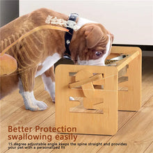 Load image into Gallery viewer, Bamboo Elevated Dog Bowls with Adjustable Stand
