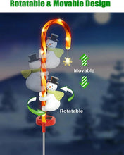 Load image into Gallery viewer, Snowman Candy Cane LED  Solar Light
