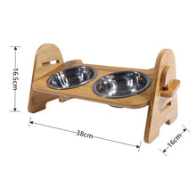 Load image into Gallery viewer, Bamboo Elevated Dog Bowls with Adjustable Stand
