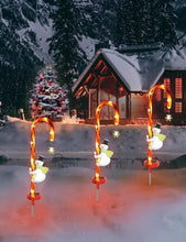 Load image into Gallery viewer, Snowman Candy Cane LED  Solar Light
