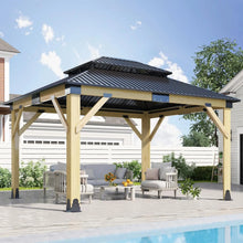 Load image into Gallery viewer, 11’x13’ Patio Wooden Gazebo with Galvanized Steel Roof
