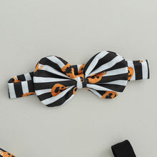 Load image into Gallery viewer, Pumpkin Print Long Sleeves Romper and Suspender Skirt+ Headband
