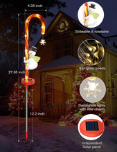 Load image into Gallery viewer, Snowman Candy Cane LED  Solar Light
