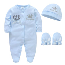 Load image into Gallery viewer, Royal Crown One-Piece Romper with Cap &amp; Gloves
