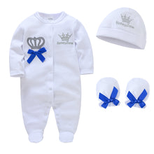 Load image into Gallery viewer, Royal Crown One-Piece Romper with Cap &amp; Gloves
