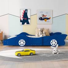 Load image into Gallery viewer, Full/Twin Size Race Car-Shaped Platform Bed with Wheels (Red/Blue/Black)
