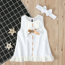 Load image into Gallery viewer, White Princess Lace Sleeveless Romper Dress with Bow
