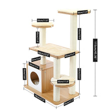 Load image into Gallery viewer, Wood Luxury Cat Tree Condo Kitten Nest Climbing Tower with Scratching Post - yourhealthandfitnessshop
