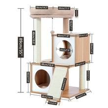 Load image into Gallery viewer, Wood Luxury Cat Tree Condo Kitten Nest Climbing Tower with Scratching Post - yourhealthandfitnessshop
