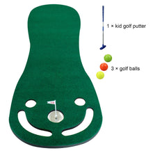 Load image into Gallery viewer, Putting Green Mat Set, Includes 1 Kids Putter, 3 Balls, Put Cup &amp; Flags - yourhealthandfitnessshop
