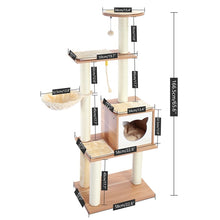 Load image into Gallery viewer, Wood Luxury Cat Tree Condo Kitten Nest Climbing Tower with Scratching Post - yourhealthandfitnessshop
