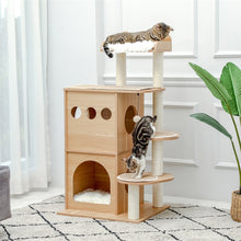 Load image into Gallery viewer, Wood Luxury Cat Tree Condo Kitten Nest Climbing Tower with Scratching Post - yourhealthandfitnessshop
