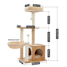 Load image into Gallery viewer, Wood Luxury Cat Tree Condo Kitten Nest Climbing Tower with Scratching Post - yourhealthandfitnessshop
