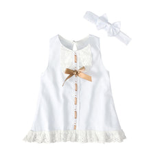 Load image into Gallery viewer, White Princess Lace Sleeveless Romper Dress with Bow
