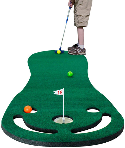 Putting Green Mat Set, Includes 1 Kids Putter, 3 Balls, Put Cup & Flags - yourhealthandfitnessshop