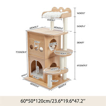 Load image into Gallery viewer, Wood Luxury Cat Tree Condo Kitten Nest Climbing Tower with Scratching Post - yourhealthandfitnessshop
