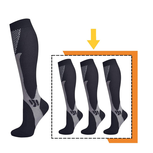 3 Pairs Compression Socks Medical Nursing Sport Stockings - yourhealthandfitnessshop