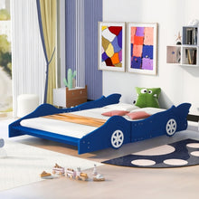 Load image into Gallery viewer, Full/Twin Size Race Car-Shaped Platform Bed with Wheels Red/Blue/Black
