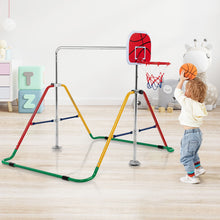 Load image into Gallery viewer, Kids Folding Horizontal Bar Adjustable Training Gymnastics Bar W/Basketball Hoop - yourhealthandfitnessshop
