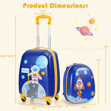 Load image into Gallery viewer, 2PC Kids Carry On Luggage Set, Backpack &amp; Rolling Suitcase for Travel - yourhealthandfitnessshop
