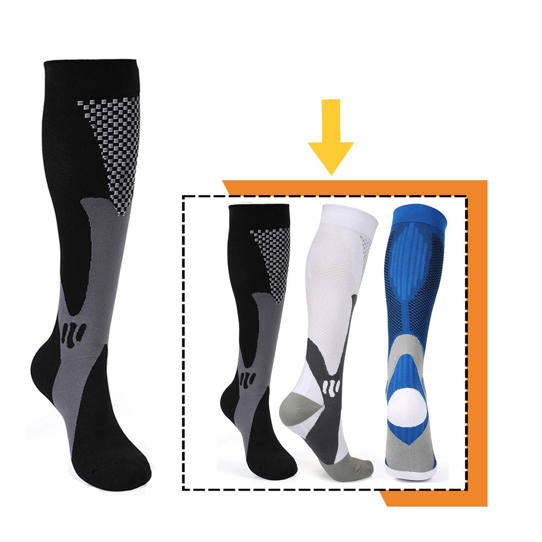 3 Pairs Compression Socks Medical Nursing Sport Stockings - yourhealthandfitnessshop