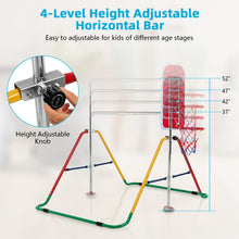 Load image into Gallery viewer, Kids Folding Horizontal Bar Adjustable Training Gymnastics Bar W/Basketball Hoop - yourhealthandfitnessshop
