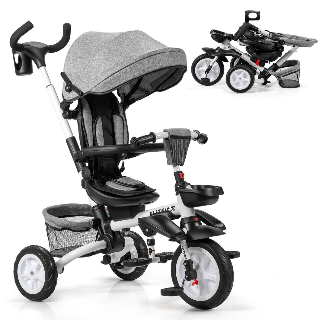 6-In-1 Kids Baby Stroller Tricycle Detachable Learning Bike w/ Canopy - yourhealthandfitnessshop