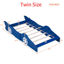 Load image into Gallery viewer, Full/Twin Size Race Car-Shaped Platform Bed with Wheels Red/Blue/Black
