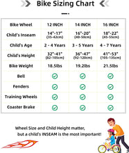 Load image into Gallery viewer, Cruiser Bike 12, 14 or 16 Inch with Bicycles Training Wheels
