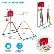 Load image into Gallery viewer, Kids Folding Horizontal Bar Adjustable Training Gymnastics Bar W/Basketball Hoop - yourhealthandfitnessshop
