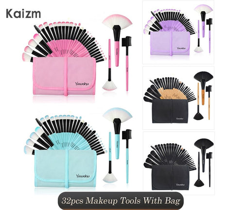 32Pcs Professional Makeup Brushes/Tool Kit With Bag - yourhealthandfitnessshop